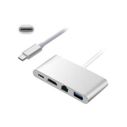 E-green Adapter usb(c)-hdmi+lan+usb3+usb(c) silver ( 50883 )