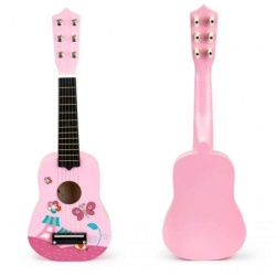 Ecotoys Drvena gitara za decu sa metalnim žicama pink ( FO18 P / MF019A )-1