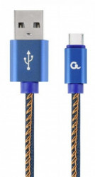 Gembird premium jeans (denim) Type-C USB cable with metal connectors, 2 m, blue CC-USB2J-AMCM-2M-BL - Img 2