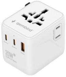 Gembird TPA-1A2C20-01-W Univerzalni 20W Travel adapter