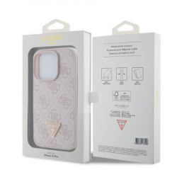 Gues maska za iPhone 15 pro leather 4G triangle strass pink ( GUHCP15LP4TDPP ) - Img 4