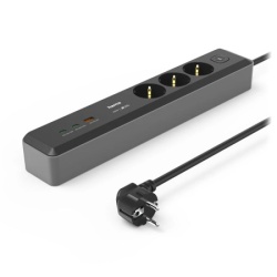 Hama distributer 3 uticnice, 2xusb-c/1xusb-a 100w, pd   prekidac, 1.4m, crn ( 223192 )-1