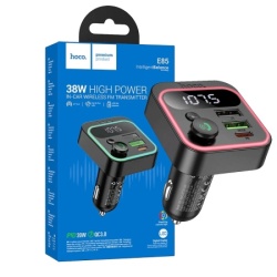 Hoco. fm modulator,bluetooth,12/24v,2xusb-,pd,qc30,20w - e85 tiger