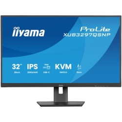 Iiyama 32" IPS panel, 2560x1440, 350 cd/m2, USB-C Dock (LAN/95W PD/DP-OUT, KVM), USB 3x3.2+1xC, 1ms ( XUB3297QSNP-B1 )