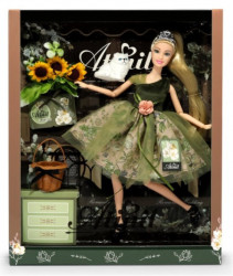 Ittl lutka Atinil u pliš zelenoj kraćoj haljini,maca,cveće ( 71176 )