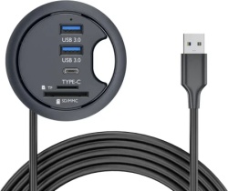 Kettz usb razdelnik kt-h040 – 2× usb 3.0 + usb-c + sdtf (microsd) čitač ( 55-104 )