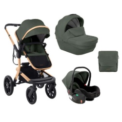 Kikka Boo Kolica Irene premium 3in1 set sa I-SIZE autosedištem i tvrdom korpom Army Green ( KKB11254 )-1