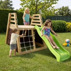 Kinder Home Dečiji drveni tobogan sa penjalicom za dvorište 285×152×123 cm ( SF9 )