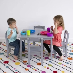 Kinder Home dečiji sto sa 4 stolice – drveni dečiji sto za igru i učenje, sivi set ( TF-6645-G )-3