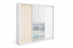 Klizni plakar Koko Belo/Belo sa ogledalom 2500x2150x580 ( 830-213 )