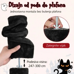Maca Halloween penjalica i grebalica za Mačke do plafona 300cm Crna ( 1938 )