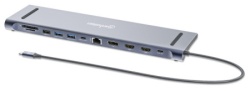 Manhattan 12in1 USB-C 100W-2xHDMI/DP/GLAN/3xUSB/USB-C 190305 Docking station