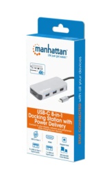 Manhattan 130615 8in1 USB-C - HDMI/3xUSB/CR/LAN/PD 100W Docking station -5