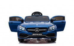 Mercedes C63 AMG Licencirani auto za decu na akumulator sa kožnim sedištem i mekim gumama - Plavi - Img 2
