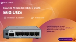 MikroTik E60iUGS hEX S, 5 x GB LAN/1 x WAN/2.5GbE SFP + USB3. Ruter