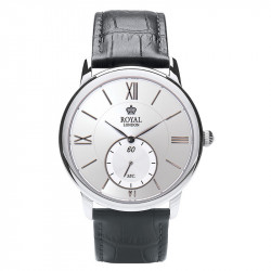 Muški royal london iconic srebrni elegantni ručni sat sa crnim kroko kožnim kaišem ( 41041-01 ) - Img 1