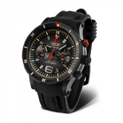 Muški vostok europe anhcar chronograph sportski ručni sat sa crnim kožnim i crnim gumenim kaišem ( 6s21/510c582 ) - Img 2