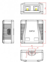 NCAC-2U6-01 Gembird CAT6 UTP 2-port skutija za površinsku montažu za RJ45 - Img 3