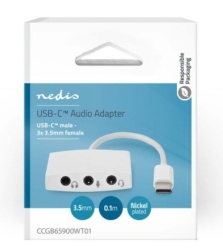 Nedis CCGB65900WT01 USB-C adapter 2.0 na 3,5mm ženski, 0,1m, Okrugli, Niklovani, ABS/PVC