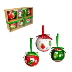 Novogodišnje kuglice, 7.5 cm, 6 kom/pak, mix sa 3 dezena ( 51-048000 )