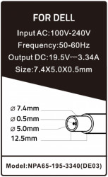 NPA65-195-3340 (DE03) **Gembird punjac za laptop 65W-19.5V-3.34A, 7.4x5.0mm black PIN (847 Alt=DE10) - Img 3