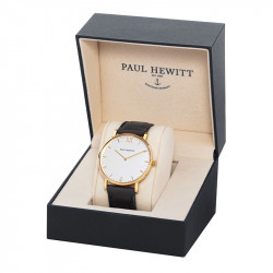 Paul hewitt sailor line beli zlatni elegantni ručni sat sa crnim kožnim kaišem ( ph-sa-g-st-w-2s ) - Img 2