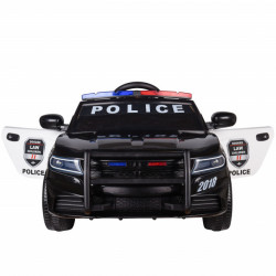 Police Mini Auto na akumulator sa kožnim sedištem i mekim gumama - Crni - Img 3