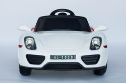 Porsche Auto za decu na akumulator sa mekim gumama i kožnim sedištem - Beli ( A1038-1 ) - Img 4