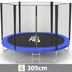 Proizvod sa nedostatkom - OUTLET - Fun Flip Trambolina 305cm sa sigurnosnom mrežom i merdevinama - 150 kg nosivosti ( FF-305-BL-OUT )