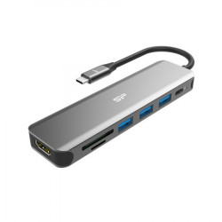 Silicon Power USB-C 7-in-1 Hub, SD Card-reader Cable 0.15m ( SPU3C07DOCSU200G ) - Img 1