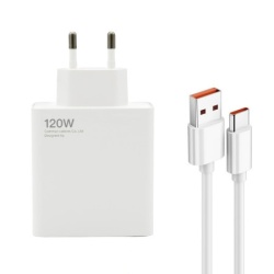 Superior super fast 120w gan 6a usb sa usb a na type c kablom beli kucni punjac( p1262 )