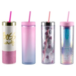 Takk style trend čaša sa cevčicom plastična 470ml miks ( 705502 )
