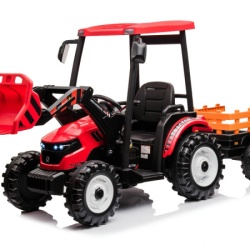 Traktor Sa Prikolicom i Utovarivačem Crveni Premium Oprema 24V7A ( 12941 )