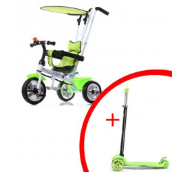 Tricikl Guralica Playtime Basic Zeleni + poklon Trotinet sa svetlećim točkovima - Img 1