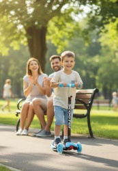 Trotinet za decu jednobojni sa svetlećim točkićima - Model 655 - Plavi