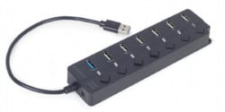 UHB-U3P1U2P6P-01 Gembird 7-port USB hub (1xUSB 3.1 + 6xUSB 2.0) with switches, black - Img 2