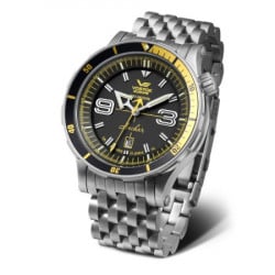 Vostok europe muški anchar automatik crni srebrni sportsko elegantni ručni sat sa srebrnim metalnim kaišem ( nh35a/510a522n ) - Img 1