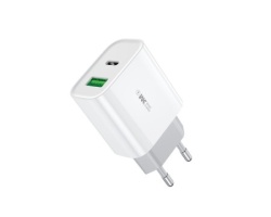 Wekome WP-U53 Super brzi Strujni GaN Punjač, 2-porta USB (3.0 i PD-tipC) 20W, beli