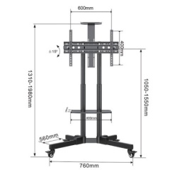 Xstand 32/75 gp Podni pokretni nosac za TV/VESA 600x400/maxTILT od+15-15/do 45kg/gornja polica 208422