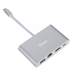 XWave adapter 3.1 type c to HD video port + RJ45+ USB 3.0 port + Type C power delivery port ( Adapter USB 3.1 Tip C M - HDMI+USB 3.0+Tip C+ - Img 1