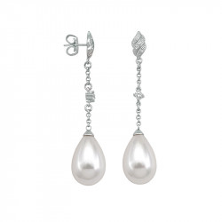 Ženske majorica exquisite bele biserne srebrne viseće minđuše sa cirkonima 12/20 mm ( 15905.01.2 000.010.1 )