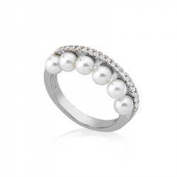 Ženski majorica exquisite beli biserni srebrni prsten 4 mm 53 mm ( 16048.01.2.913 010.1 )