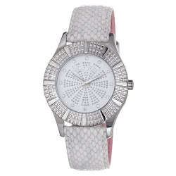 Ženski paris hilton beli srebrni elegantni ručni sat sa belim kožnim kaišem ( ph.13103js/01 ) - Img 1