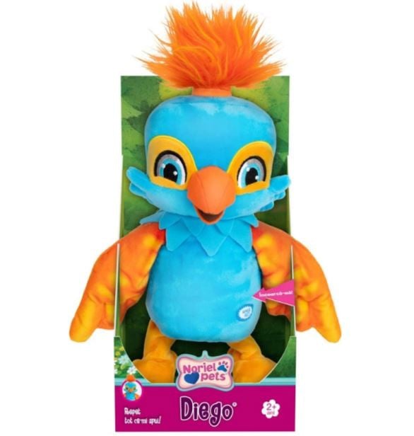 Jucarie de plus interactiva, Noriel Pets, Diego, Albastru, 30 cm