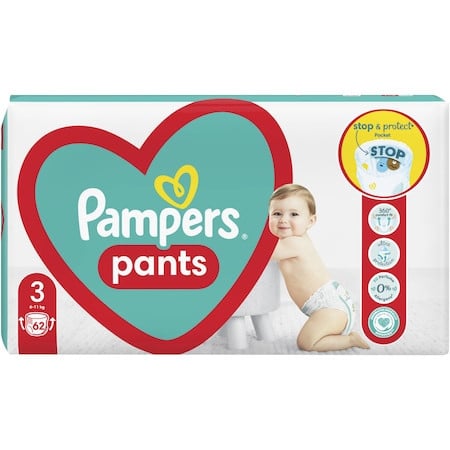 Scutece-chilotel Pampers Pants Jumbo Pack Marimea 3, 6-11 kg, 62 buc - 1 | YEO