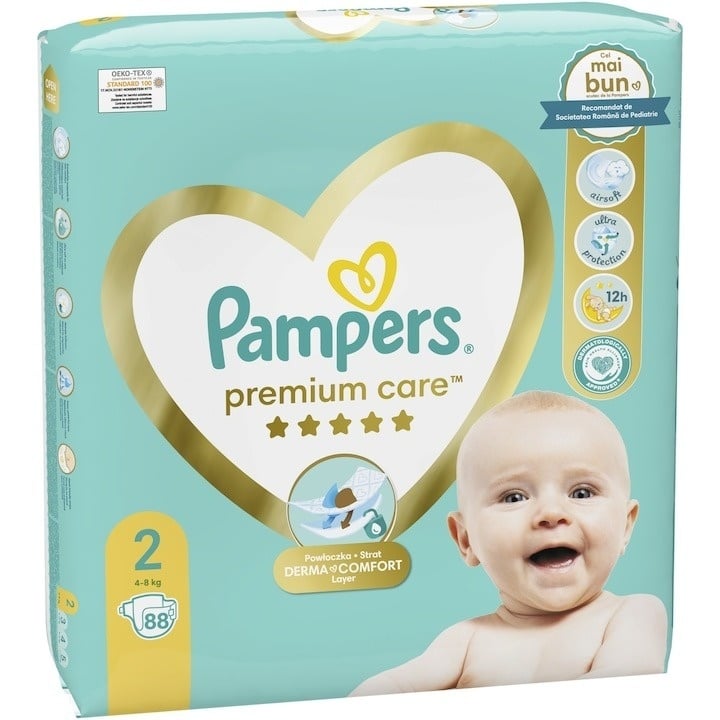 Scutece Pampers Premium Care Jumbo Pack Marimea 2, 4-8 kg, 88 buc - 2 | YEO