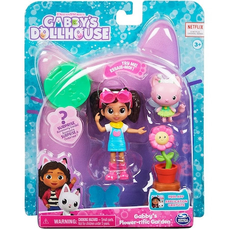 Set 3 figurine interactive Spin Master, Gabby\'s Dollhouse Flower-rific Garden cu accesorii, 7 cm