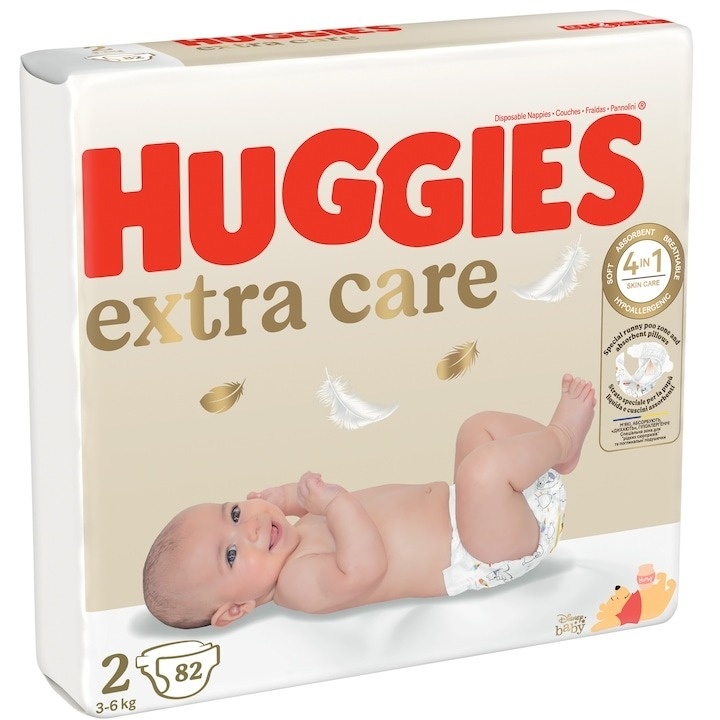 Scutece Huggies Extra Care 2, Mega, 3-6 kg, 82 buc - 2 | YEO