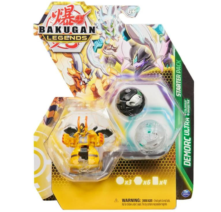 Set 3 figurine Bakugan Legends Starter Pack, Demorc Ultra, Colossus, Barbetra, 9 cm