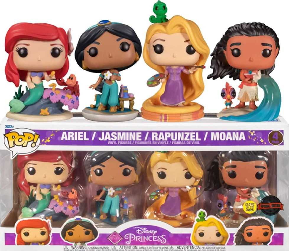 Set 4 figurine Funko POP Disney Princess, Ariel, Jasmine, Rapunzel, Moana, Vinil, 10 cm, Multicolor - 2 | YEO